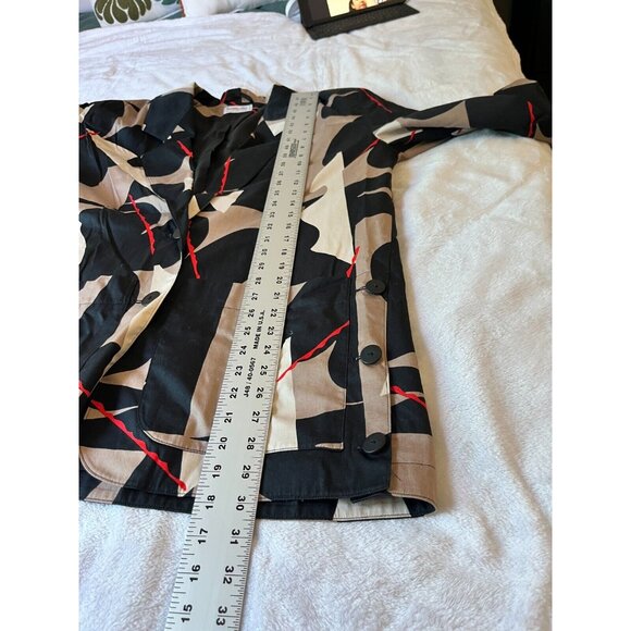 Vintage Bruestle Abstract Print Jacket 3/4 Sleeve Blazer Artsy Style - Picture 8 of 9